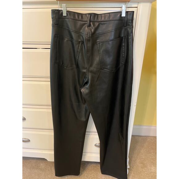 Abercrombie & Fitch Black Vegan Leather Curve Love High Rise 90s Pants Size 12 - Picture 5 of 6